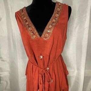 Free People Aries deep v tank top beaded small​​​​​​​​​​​​​​​​​​​​​​​​​​​